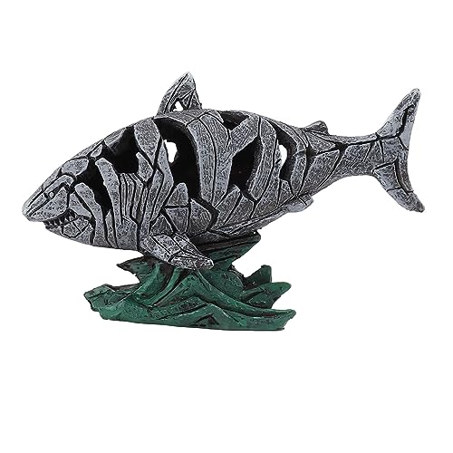 ANKROYU Haiskulptur einzigartiges hohles Design wasserdichtes Harz haltbar 7,3 Zoll lang 4,5 Zoll breites Hai -Statue für Tischregalgartenation von ANKROYU