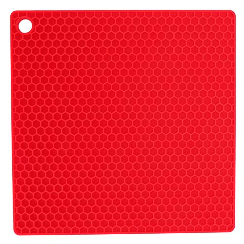 ANKROYU Isolationspad Lebensmittelqualität Silikon beständige Nicht -Schlupf -Mikrowellenofenmatte für Küchenarbeitsplatte Esstisch 17x17cm (Rot) von ANKROYU