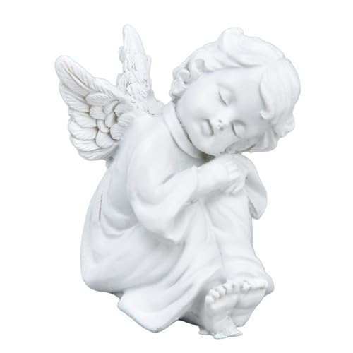 ANKROYU Kleiner Engel Statue, schöne weiße Baby Figuren, Kunstharz Engel Statue Dekoration, Cherub Statue Ornamente Cherub Skulptur von ANKROYU