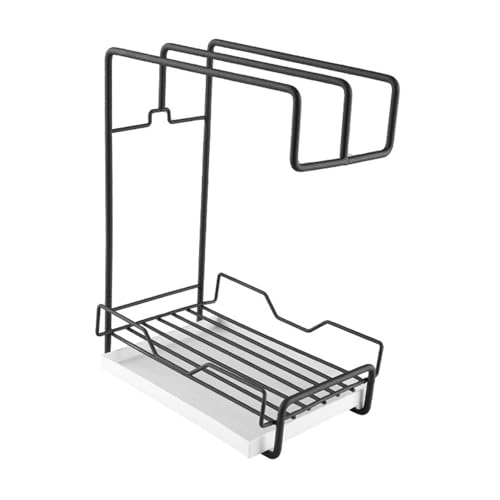 ANKROYU Küchenarbeitsplatte Handtuchregal Metall Eisen abnehmbare Entwässerungsschale Platz sparende Küche Spüle Organizer mit Handtuch Trocknungsregal Elegantes Design für Moderne Küchen von ANKROYU