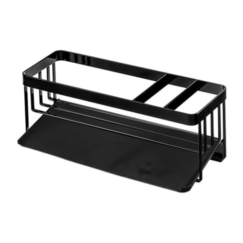 ANKROYU Küchenspüle Organizer Multifunktionaler Arbeitsplattenschwamm Abflussrock Fensterbänke Waschbecken Seitenträger mit Tropfschalen Haushalt Eisen 620g (Weiß) (Schwarz) von ANKROYU