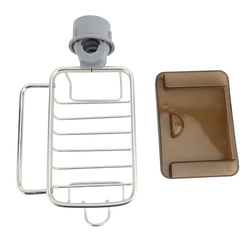 ANKROYU Küchenspüle Wasserhahn Organizer Multifunktional Platz Sparer Rostproof einfach Installieren Sie Schwammhalter Abflussregal für Küchenspüle Runde Wasserhähne Raum Aluminium Plastik (Silber) von ANKROYU