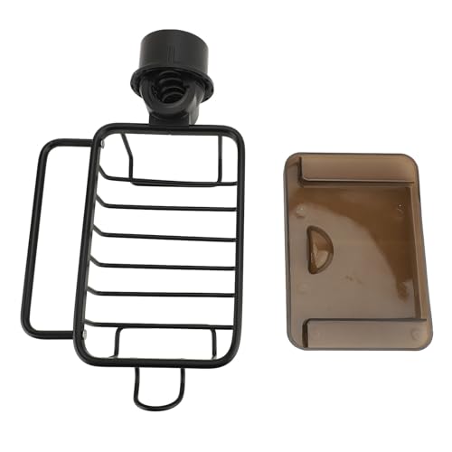 ANKROYU Küchenspüle Wasserhahn Organizer Multifunktional Platz Sparer Rostproof einfach Installieren Sie Schwammhalter Abflussregal für Küchenspüle Runde Wasserhähne Raum Aluminium Plastik (Schwarz) von ANKROYU