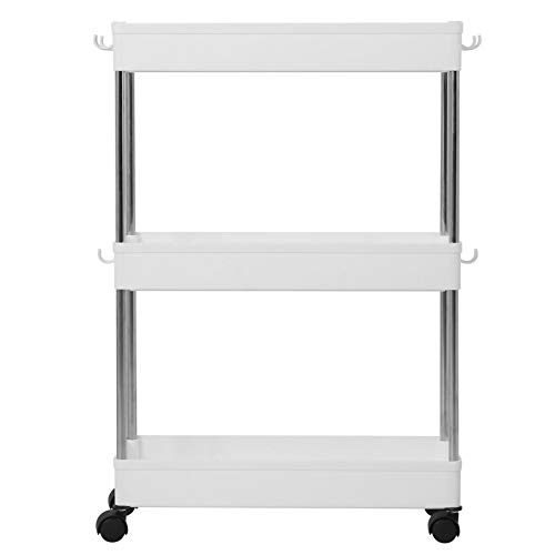 ANKROYU Mehrschichtiger Schlanker Rolling Storage Cart Mobile Regale Einheit Organizer Rack Raumsparende Küche Badezimmer Wäscherei Office Plastik aus Edelstahl Stahlstange wie in (Plastikstahl von ANKROYU