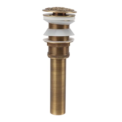 ANKROYU Messing Pop -up Abfluss Stopper Antiquitätenstil Easy Installieren Sie universelle Abflussstopper für Schiffsspüle Toilette Eitelkeit Massiv Kupfer Haltbarer Waschbecken Ab (Ohne Loch) von ANKROYU