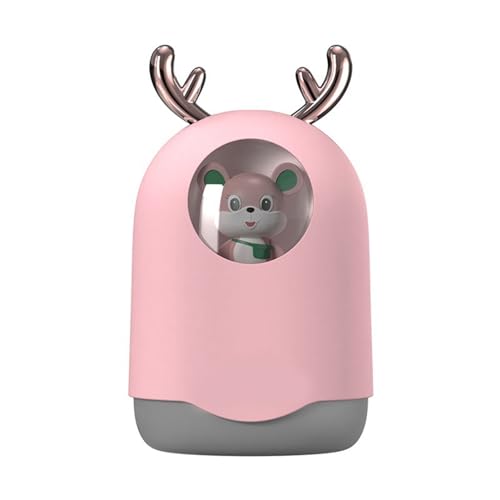 ANKROYU Mini -Luftbefeuchter USB tragbarer ruhiger Betrieb Süßes Tierform für Schreibtisch Schlafzimmer Büro Großer Nebelausgang Kompaktes ABS -Luftbefeuchter mit Nachtlicht (Rosa) von ANKROYU