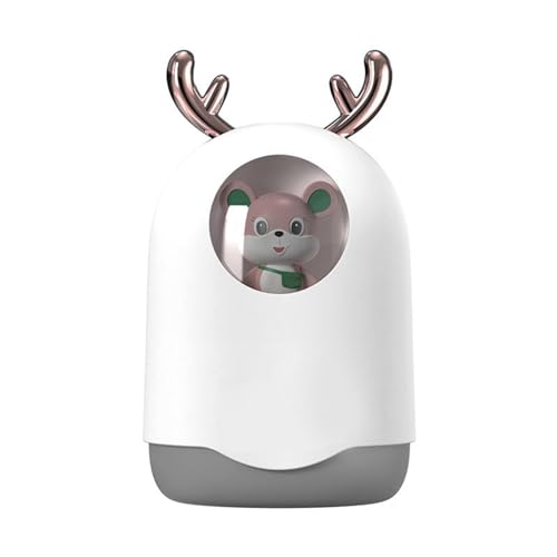 ANKROYU Mini -Luftbefeuchter USB tragbarer ruhiger Betrieb Süßes Tierform für Schreibtisch Schlafzimmer Büro Großer Nebelausgang Kompaktes ABS -Luftbefeuchter mit Nachtlicht (Weiß) von ANKROYU