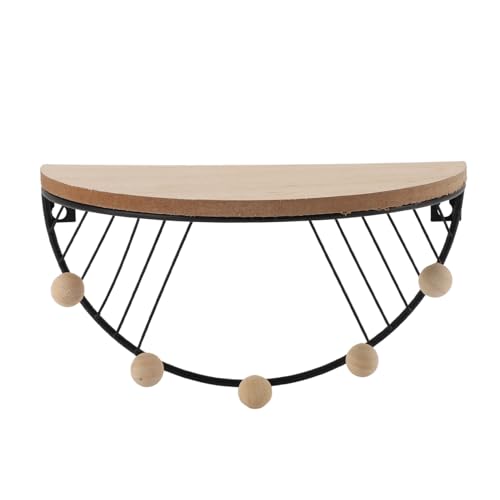 ANKROYU Moderne schwimmende Wandregale Set aus 3 fächerförmigen strukturierten Speicherorganisator mit Haken für Wohnzimmer Schlafzimmer Büroation Eisen und Verbundholz 25x12.5x14 (Gold) (Schwarz) von ANKROYU