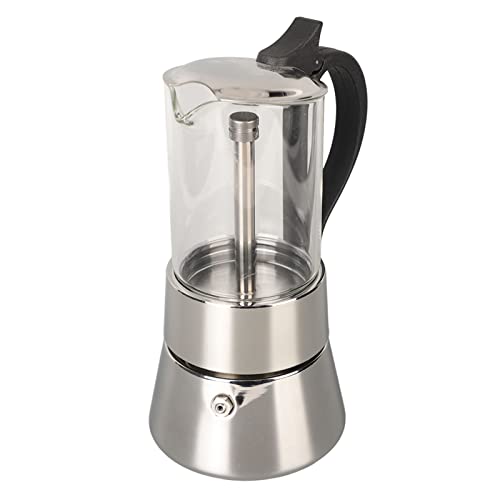 ANKROYU Moka Pot Crystal Glass Top Edelstahl Herd Moka Pot klassische italienische Kaffeemaschine für 4 Tassen Langlebige für Kaffeeliebhaber ANKROYU Moka Pot Crystal Glass Top Edelstahl Herd Moka Pot klassische italienische Kaffeemaschine für 4 Tassen Langlebige für Kaffeeliebhaber von ANKROYU