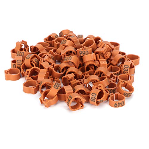ANKROYU Nummerierte Vogelbeinbänder 8mm Taubenfußringe Langlebige Plastikpfloke-Identifikationsringe für Homing-Tauben Erwachsene Vögel verfolgen 001-100 Count 100pcs (Kaffee) von ANKROYU