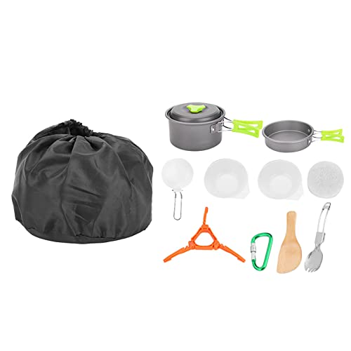ANKROYU Outdoor tragbare Kochgeschirr -Set hochwertiger Camping -Kochgeschirr -Kit -Kit -Pan -Schüssel Löffel mit isolierender Handgriff für Camping -Wanderjagd orange Grün grün (AT6384-A) (AT6384-B) von ANKROYU