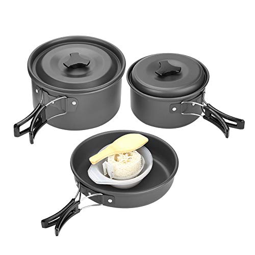 ANKROYU Premium Outdoor Camping -Kochgeschirrset Nicht -Stick -Leichtgewicht tragbares Kochkit mit faltbaren Griffen für Picknick -BBQ -Wanderung 2 3 Personen Aluminiumlegierung 17 von ANKROYU