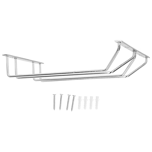 ANKROYU Premium Stainless Steel Double Row Hanging Wine Glass Rack Under Cabinet Stemware Holder Space Saving Storage Solution for Kitchen Bar Home Silver (S) von ANKROYU