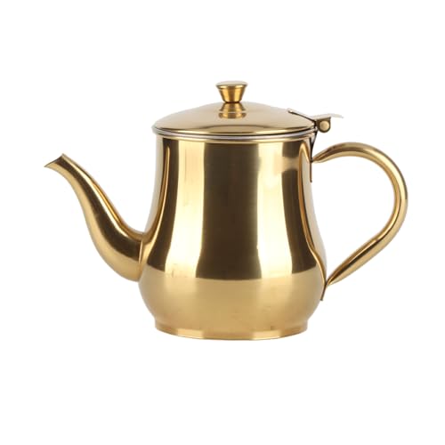 ANKROYU Professional Grade 500ml Stainless Steel Tea Coffee Kettle with Removable Mesh Filter Ergonomic Handle for Home Kitchen Restaurant Use BPA Proof (Gold) von ANKROYU