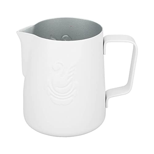 ANKROYU Professional Milk Frothing Pitcher 380ml Stainless Steel Barista Grade Frother Cup with Pointed Spout for Latte Art Coffee Tea Making Home Cafe Use Durable 304 Food Safe Ma (Weiß) von ANKROYU