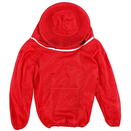 ANKROYU Professionelle Imkereianzug Premium Imker Jacke mit Schleier breitem Anblick langlebiger atmungsaktivem Luftgittermaterialiene -Schutzkleidung für Männer Frauen bei heißem (Rot) von ANKROYU