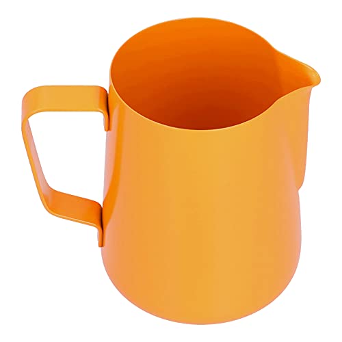 ANKROYU Professioneller 600 ml Edelstahl Milchschaum Barista Kaffee Kaffee mit ergonomischem Griff für Latte Kunst zu Hause langlebig 304 Stahl PTFE beschichtet (Orange) von ANKROYU