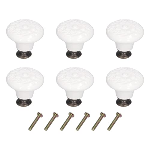 ANKROYU Runde Keramikschrankknöpfe exquisit weißer Keramik -Zuggriff Einlochschubladenschrank Türgriffe für Kleiderschränke Schränke Schubladen Keramikmaterial 34x30 mm 6pcs (1996 Weiß) von ANKROYU