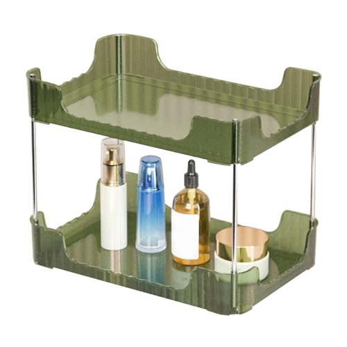 ANKROYU Schreibtisch Lagerregal Doppelschicht Desktop Organizer Mehrzweck Leichtes Luxus -Display -Regal für Home Office Badezimmer Plastik Weiß 400g (Grün) von ANKROYU