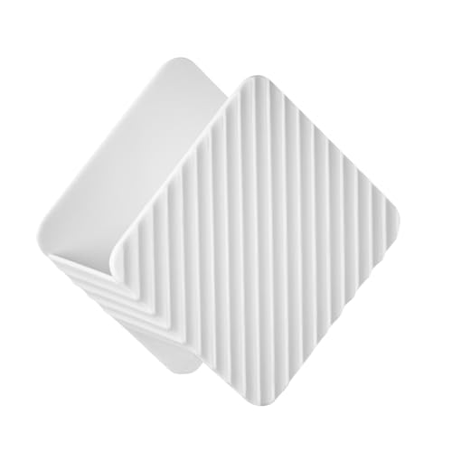 ANKROYU Schüssel Schwammhalter Multifunktionaler Aufbewahrungsträge für Küchenspüle Plastik Geschirrspülpeelung Organizer Wandmontage Design PS Material Spar 7,5 x 7,5 x 4,8 cm (Weiß) von ANKROYU