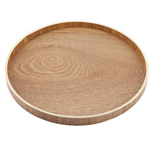 ANKROYU Tischplatten Serviertablett aus Holz Couchtisch Tablett Tablett aus hellem Holz rund Holzplatte Holz rund Tablett Holz Serviertablett rund(30cm) von ANKROYU