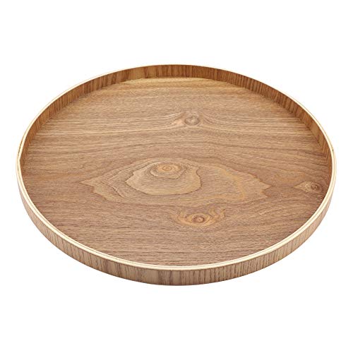 ANKROYU Tischplatten Serviertablett aus Holz Couchtisch Tablett Tablett aus hellem Holz rund Holzplatte Holz rund Tablett Holz Serviertablett rund(33cm) von ANKROYU