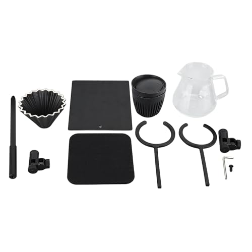 ANKROYU Über Kaffee Tropfer Ständer doppelte Kaffee Tropfstation mit Glas Kaffeekanne schwarz Kaffeetasse Filter Tasse für Kaffee machen Handbrauen Kaffee -Tee -Liebhaber Aluminium von ANKROYU