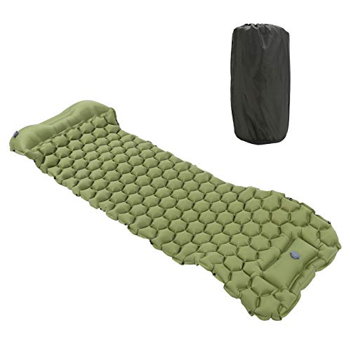 ANKROYU Ultra leichtes aufblasbares Camping-Schlaf Kissen Tragbare Luft matratze für Outdoor-Wander Zelt Hängematte Bequeme 40D Nylon TPU Laminat 191x58x6cm (Militärgrün) von ANKROYU