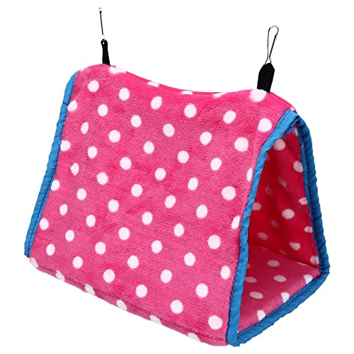 ANKROYU Vogelhängemattenbett Faltbare tragbare weiche Plüschhänge -Nest mit Haken für Papageien Hamster Eichhörnchen Chinchillas Hedgehogs kleine Haustiere Käfigzubehör Flanell Mat (Rosa) von ANKROYU