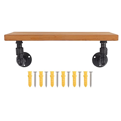 ANKROYU Wandmontierte Regal Massivholzbrett Schmiedeeisen -Rohr Retro schwimmende Regale Wandregal für Heimbalken Wohnzimmer Schlafzimmer Badezimmer Bar Arbeitszimmer (1 Stufe) von ANKROYU