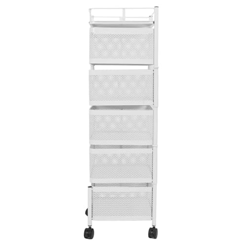 ANKROYU rotierender Lagerregal Kohlenstoffstahl rotatierbarer Netzkorb Organizer mit n für Obst Gemüsespielzeugkosmetik (Weiß 3 Tier) (Schwarz 3 Tier) (Weiß 5 Tier) von ANKROYU