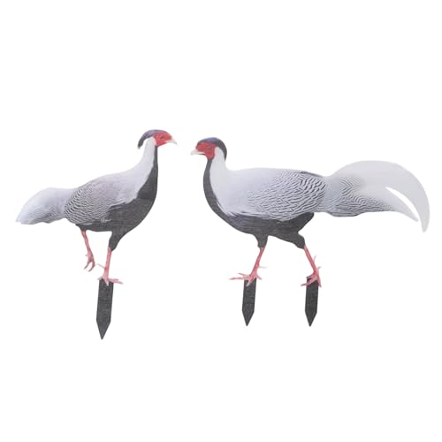 Animal Garden Stakes doppelseitig wasserdicht im Freien Ative Statuen für Garten Rasengarten Einkünfte Mehrzweck langlebiger Plastik -Set von 2 oder 3 (Perlenhuhn) von ANKROYU