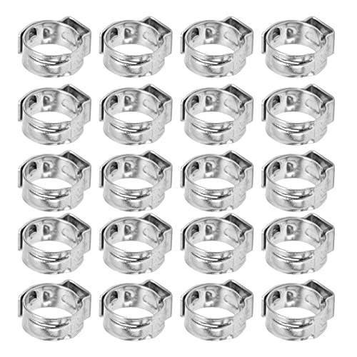 Ankroyu 20 Pack 304 Edelstahl Verstellbarer Doppeldrahtschlauchklemmen, Industrieklemmklamm -Sortiment mit Aufbewahrungsbox (9.6-11.3mm) von ANKROYU