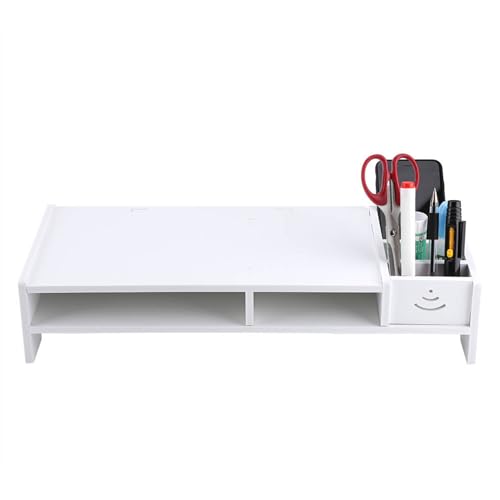 Computer Display Riser Laptop PC Stand Home Office Desktop Table Storage Organizer Regal weiße PVC Künstliche Karte 49 x 20 x 10 cm von ANKROYU