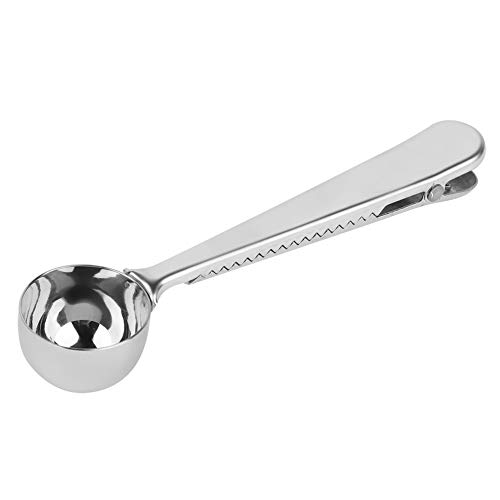 Edelstahl -Messlöffel Rührer Löffel Kaffeelöffel Clip 2 in 1 Design Langgang Griff Pulver Lebensmittelversiegelungsclip für das Küchencafé Home Tea Shop 41G von ANKROYU