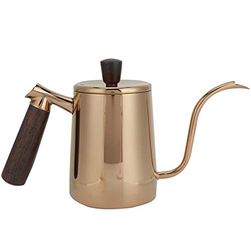 Edelstahlkaffeekessel 700 ml über Kaffeekanne mit Schwanenhalsausgabemittel professioneller Tropfkessel für das Heim -Barista Café 304 Lebensmittelqualitätsmaterial 15x27cm (Hai's Mund - Weiß) (Hai's von ANKROYU