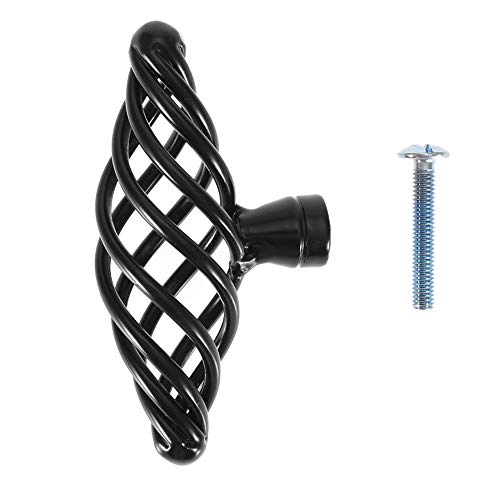 Eisen Matt Schwarz Vogelkäfig Solid Schrank Griff Einfacher Stil Möbel Tür Zubehör (3101-Single-Loch) von ANKROYU