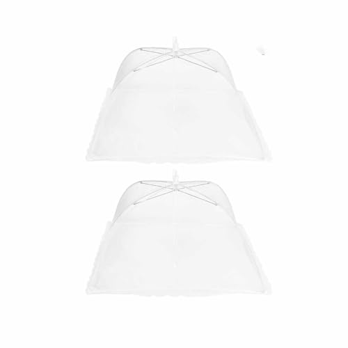 Lebensmittelabdeckung Regenschirm faltbar waschbarer Mesh Küche Esstisch Abdeckung Anti -Fly -Mücken zusammenklappbar für Haus im Freien Picknick -Barbecue Camping Weiß 46x46cm 2 von ANKROYU