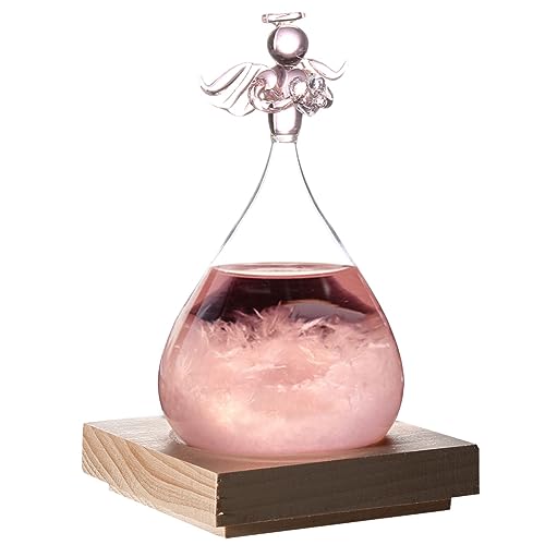 Wettervorhersage Flasche mit Halterung, Wetterstation Wetterball Engels Dekor Form, Wettervorhersage Glasflasche, Valentinstagsgeschenk von ANKROYU