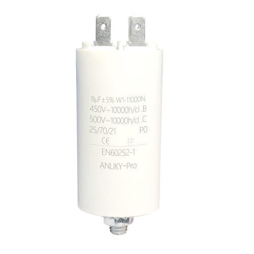 450V Kondensator Anlaufkondensator Motorkondensator 1µF ~ 100µF - Zuverlässige Leistung für verschiedene Anwendungen (8.0µF) von ANLIKY-Pro
