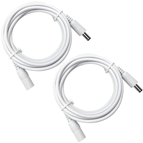 ANLINK 2er-Pack 1M DC-Stromverlängerungskabel 5,5 mm x 2,1 mm Stecker auf Buchse Netzkabel für Überwachungskamera-DVR, LED-Streifenlicht, Router, 12-V-DC-Netzteiladapter und mehr (weiß) von ANLINK