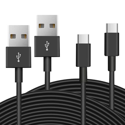 ANLINK 2er-Pack 3 m langes USB-C-Kabel, langlebiges USB-A-auf-USB-C-Lade- und Datensynchronisierungskabel, Stromverlängerungskabel für alle TYP-C-fähigen Geräte (schwarz) von ANLINK