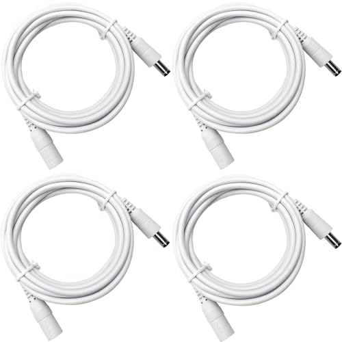 ANLINK 4er-Pack 2 m Gleichstrom-Verlängerungskabel, 5,5 mm x 2,1 mm Stecker auf Buchse, Stromkabel für CCTV-Überwachungskameras, LED-Streifen, 12 V Gleichstrom-Netzteil und mehr (weiß) von ANLINK