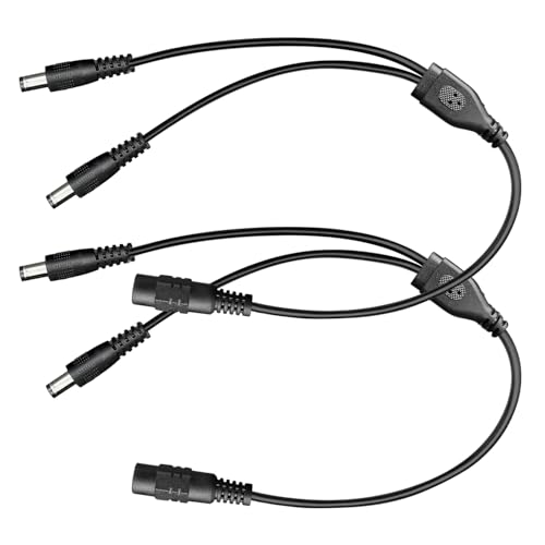 ANLINK DC-Stromverteilerkabel, 2er-Pack, Schwarz, 1 Buchse auf 2 Stecker, 5,5 mm x 2,1 mm, Stromausgangs-Adapterkabel für CCTV-Überwachungskameras, LED-Lichtleisten, und mehr von ANLINK