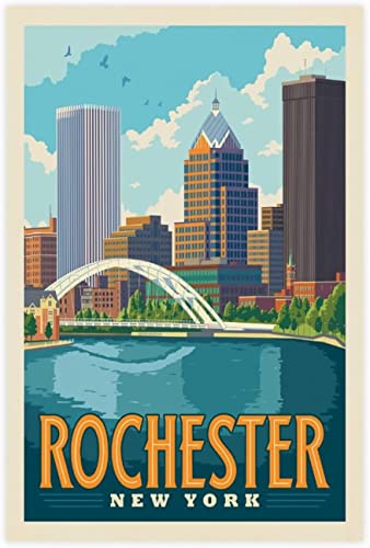 ANMAC Druck auf Leinwand 70x90cm Kein Rahmen Rochester New York Vintage Reiseplakat Leinwand Poster Wandkunst Dekor Druck Bild Wohnzimmer Schlafzimmer Dekoration von ANMAC