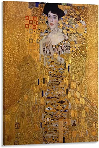 ANMAC Kunstposter 70 x 90 cm, kein Rahmen, Gustav Klimt Frau in Gold, Leinwand, Kunstposter und Wandkunst, Bilddruck, modernes Familienschlafzimmer, Dekorposter von ANMAC