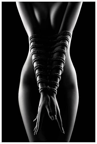 ANMAC Leinwandbild, 60 x 80 cm, ohne Rahmen, sexy nackte weibliche Schwarz-Weiß-Körperkunst, Bondage-Poster, Schlafzimmer-Dekoration, Sportlandschaft, Büroraum-Dekoration, Geschenk von ANMAC