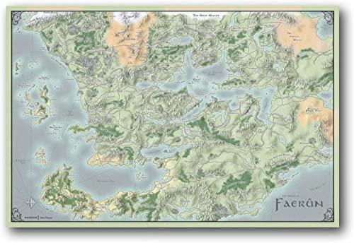 ANMAC Leinwanddruck 70 x 90 cm, kein Rahmen, Faerun – Forgotten Realms, Spielkarte, Poster, Leinwand, Wandkunst, für moderne Familienzimmer, ästhetisches Dedroom-Geschenkposter von ANMAC