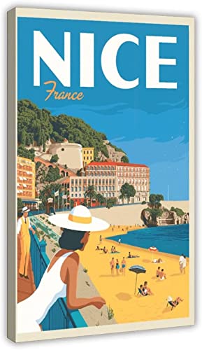 ANMAC Nordic Style 50x70cm No Frame France Nice Vintage Travel Poster Canvas Poster Wall Art Decor Print Picture Living Room Bedroom Decoration von ANMAC