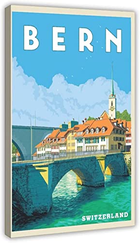 ANMAC Wandbilder 50x70cm Kein Rahmen Schweiz Bern Vintage Reise Poster Leinwand Poster Wandkunst Dekor Druck Bild Wohnzimmer Schlafzimmer Dekoration von ANMAC